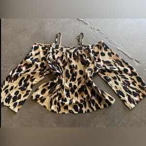 SHEIN Leopard Print Cold Shoulder Blouse